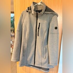 Andrew Marc Light Gray Hooded Utility Jacket